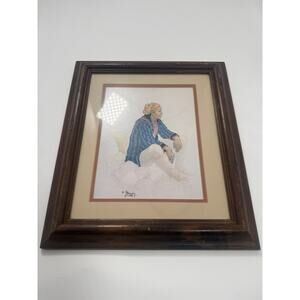 Vintage 1980 R. Annesley Signed Native American Portrait Lithograph Print Framed